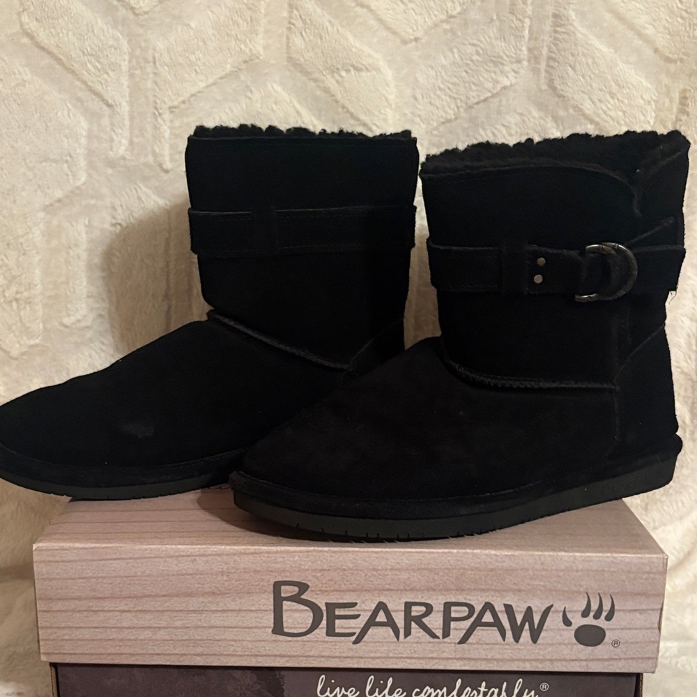 BearPaw Black Shearling-Lined Boots